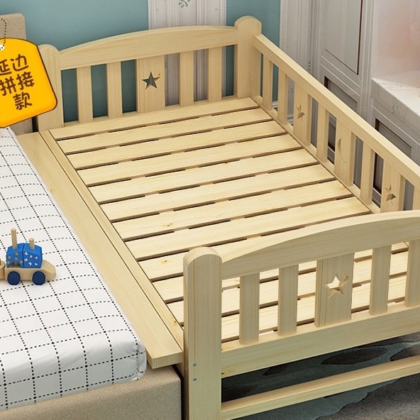 GIƯỜNG GỖ THÔNG CAO CẤP CHO BÉ 3 MẶT QUÂY, GIƯỜNG GỖ GHÉP VỚI BỐ MẸ KT :150*70*70cm