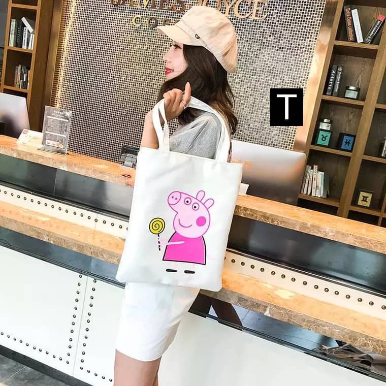 [Túi tote] Túi vải lợn PEPPA kẹo mút DTR0419