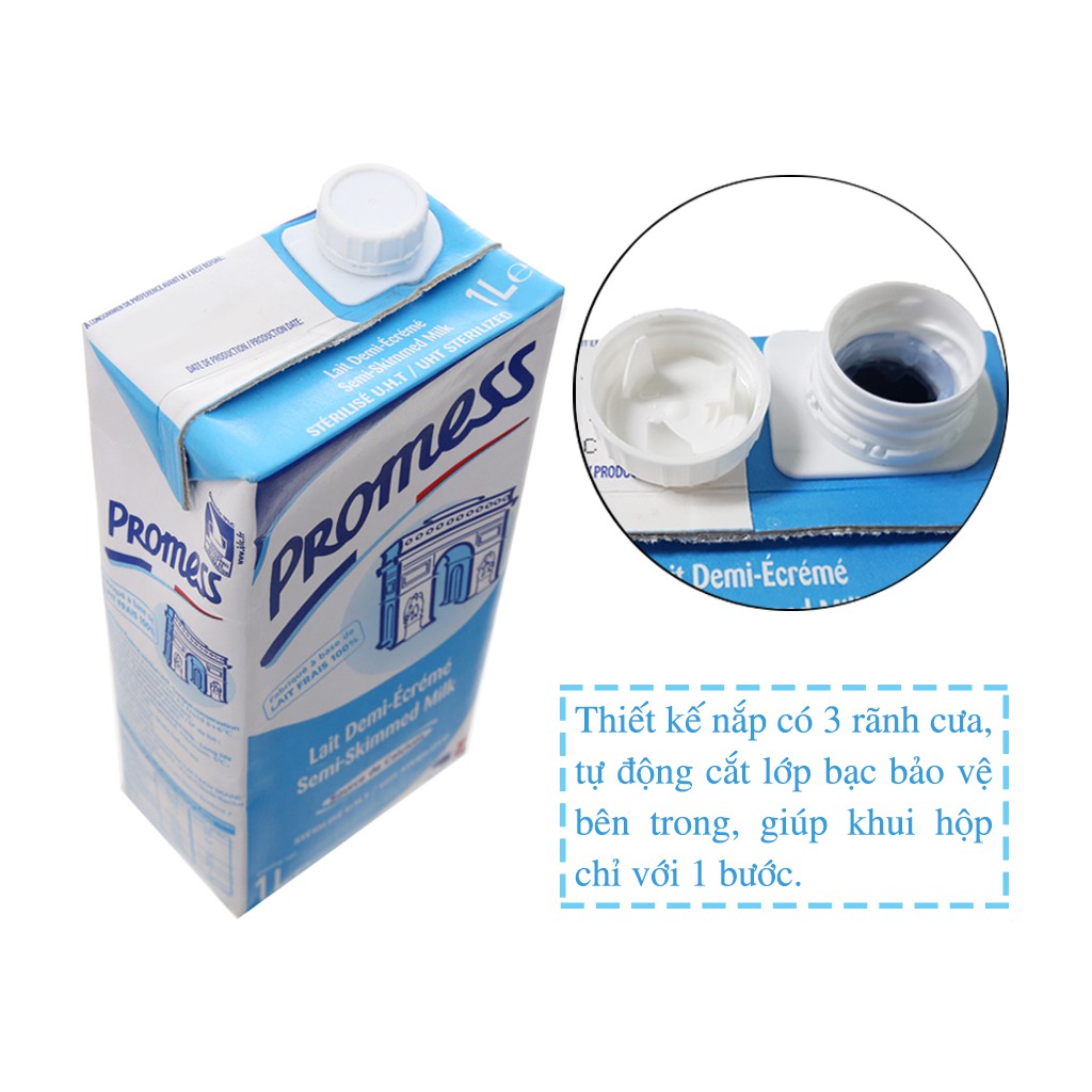 ( DATE MỚI NHẤT )THÙNG 6 HỘP SỮA TƯƠI ÍT BÉO PROMESS ( 1LÍT/HỘP)