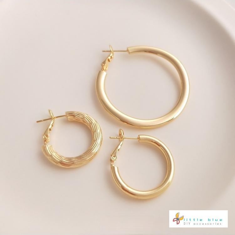 Màu Sắc Bông Tai Mạ Vàng 925 Hình Tròn Lớn Đơn Giản Chất Lượng Cao 14K