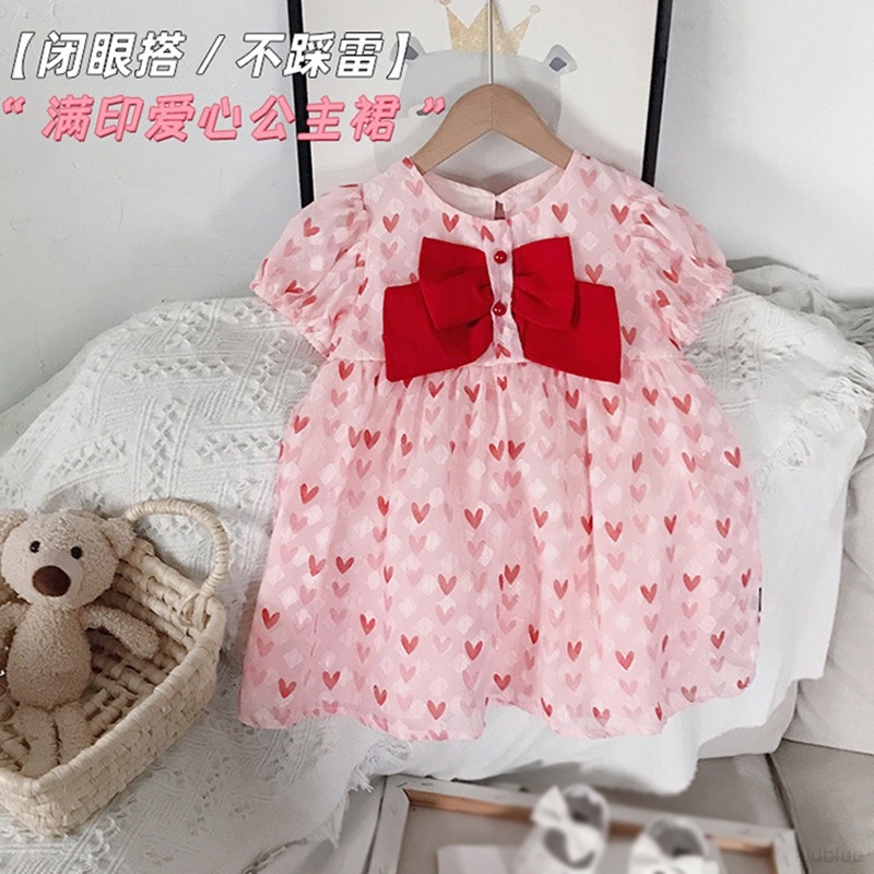 Đầm Công Chúa Đính Nơ Toàn Diện Thời Trang Mùa Hè Phong Cách Hàn Quốc Cho Bé Gái