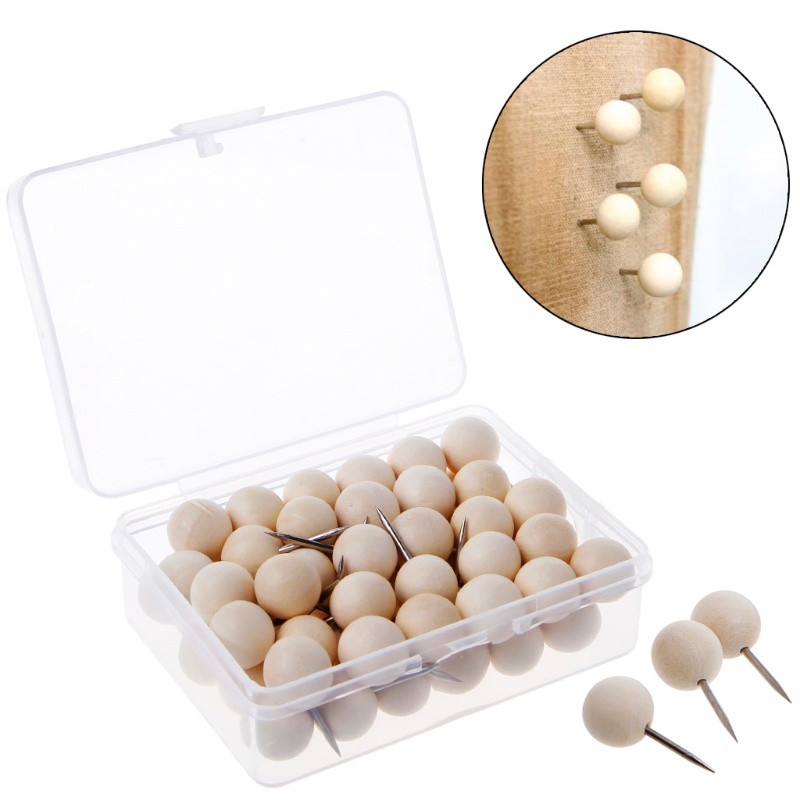 Bộ 60 Ghim Gỗ Tròn Sáng Tạo