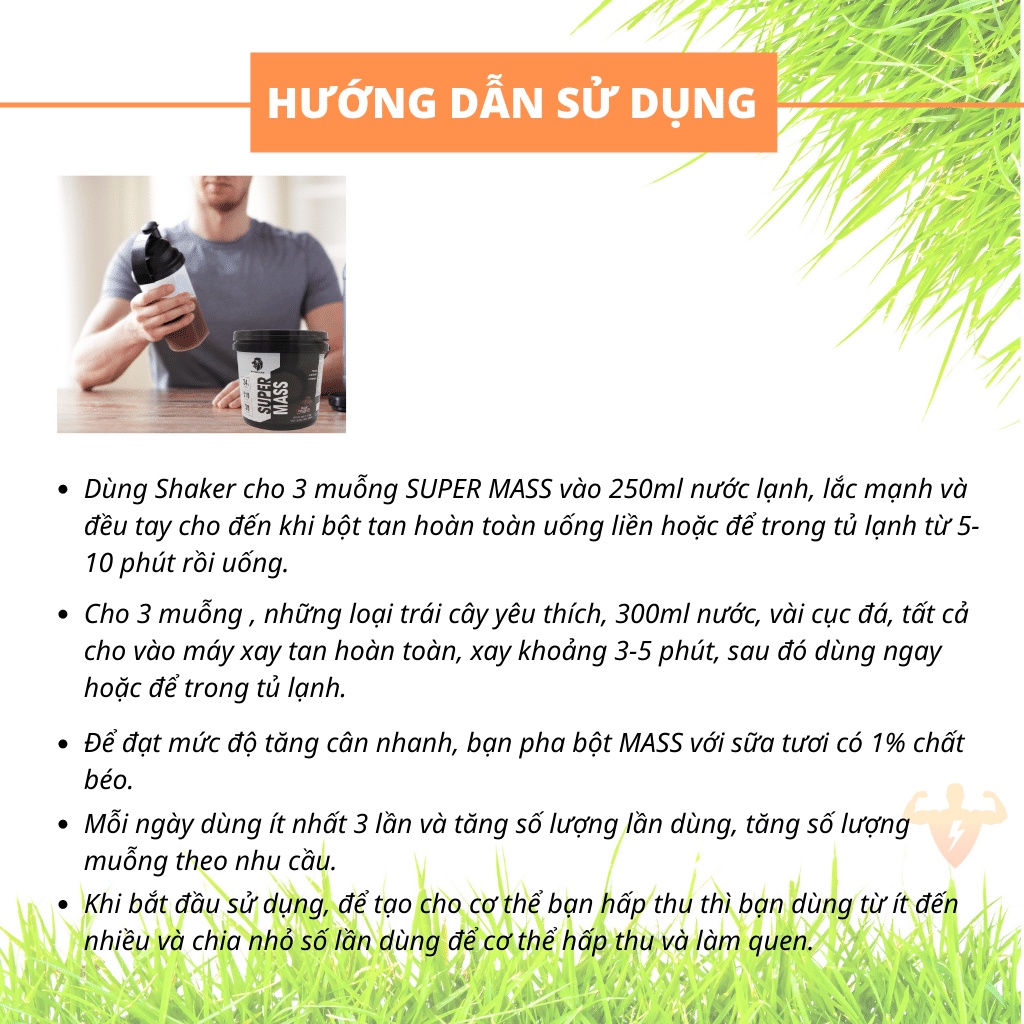 Sữa Tăng Cân Tăng Cơ Super Mass Muscleking 2.25Kg