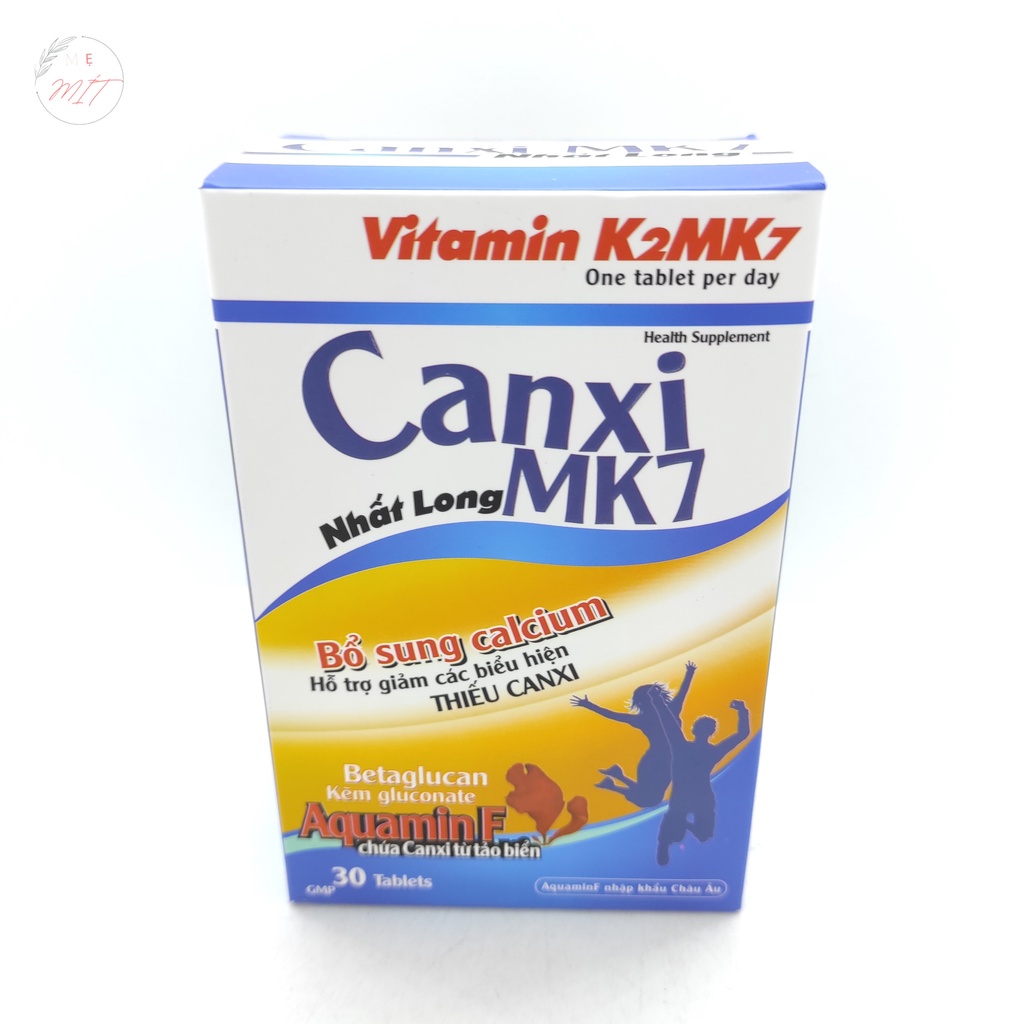 Canxi MK7 Nhất Long - Bổ Sung Calcium, Hỗ Trợ Giảm Các Biểu Hiện Thiếu Canxi Lọ 30 viên