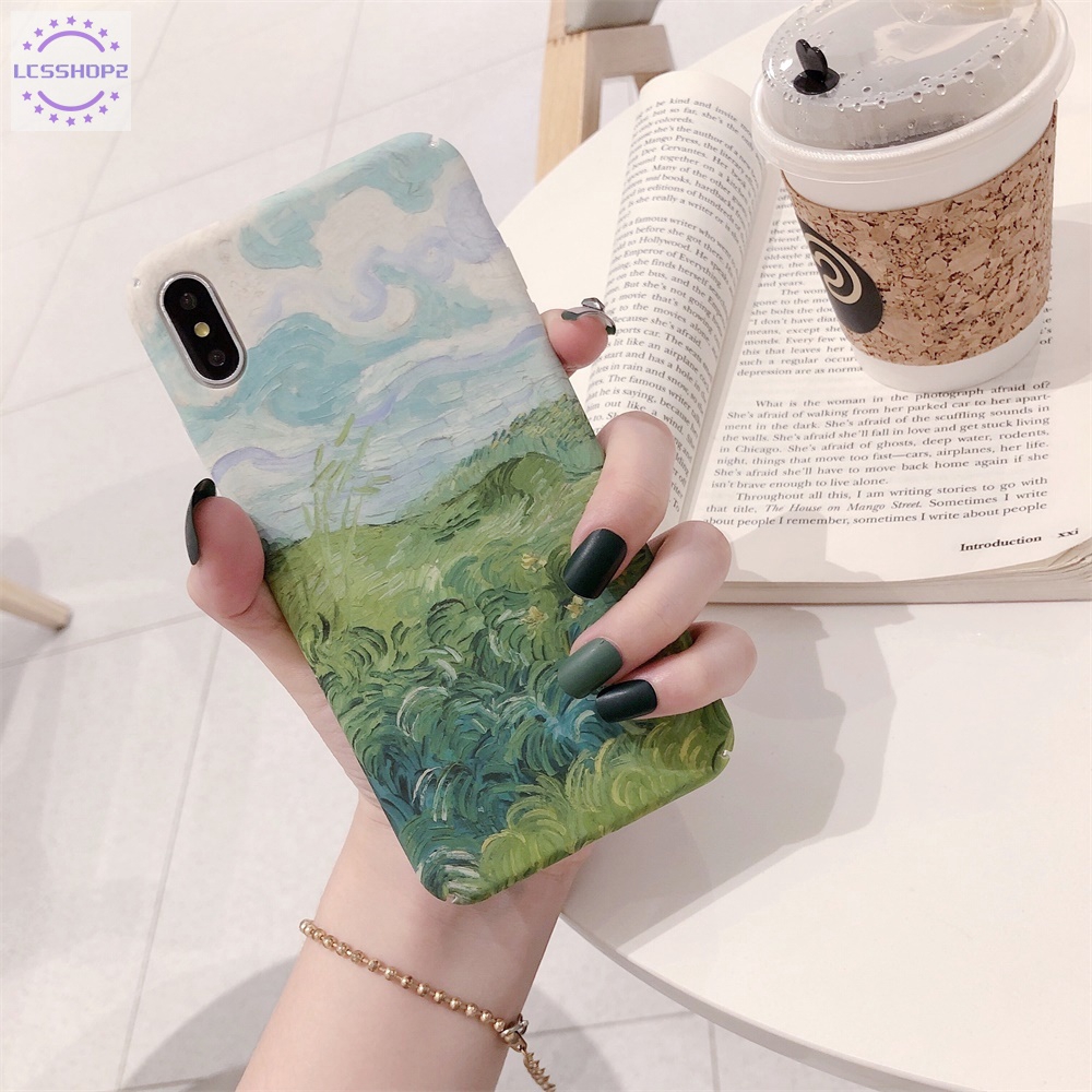 Ốp điện thoại họa tiết đồng cỏ dành cho iphone 7 Plus X/XS XS MAX XR 6 Plus 8 Plus 6/6S 6S Plus