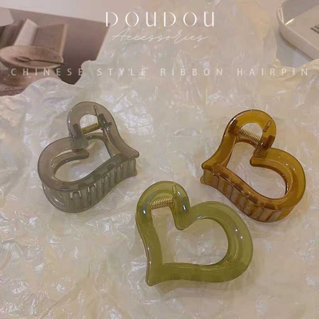 (XẢ KHO THANH LÝ) Kẹp tóc càng cua trái tim DOUDOU Cặp tóc Kẹp càng cua tóc dài dày style Hàn Quốc thời trang ZJ024