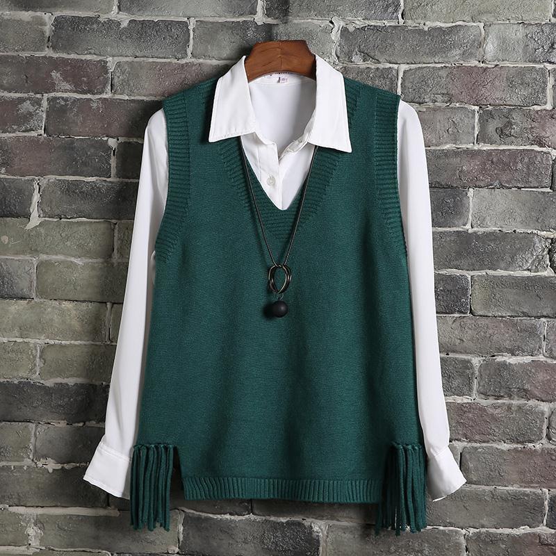 2020 Đầu Xuân v-Cổ Áo Vest Nữ Ngắn Sinh Viên Dệt Kim Áo Len Áo Vest Phiên Bản Hàn Quốc Phù Hợp Với