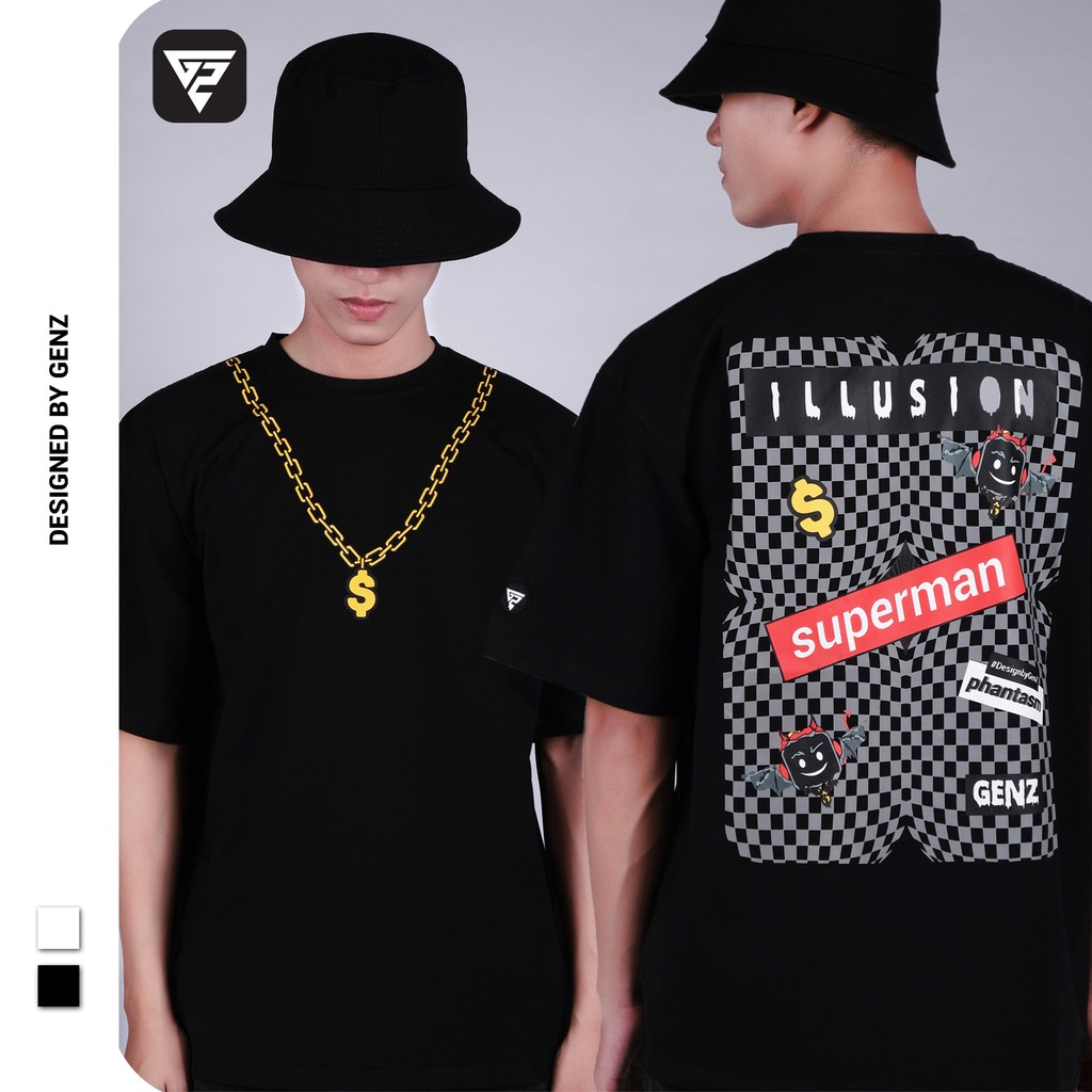 Áo thun tay lỡ GENZ phông Unisex nam nữ Cotton oversize form rộng Illusion Tee | BigBuy360 - bigbuy360.vn