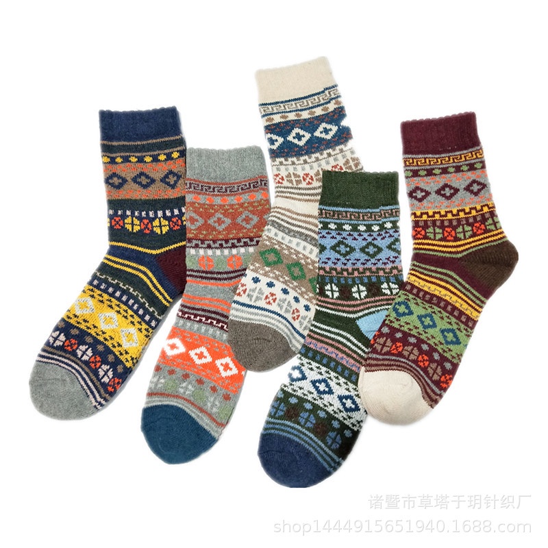 Set 4 đôi tất họa tiết nữ tone Nâu thời trang màu dịu dàng cổ cao