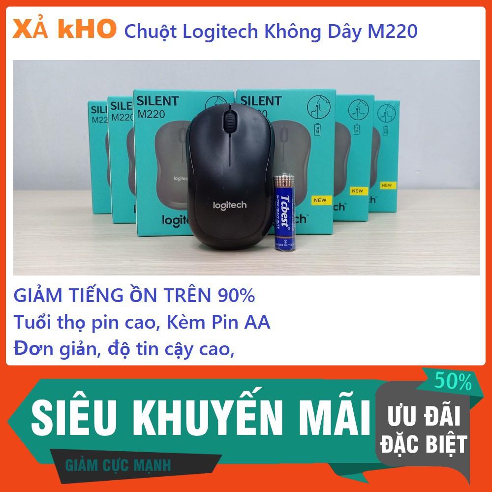 [RẺ SẬP SÀN] Chuột Không Dây Logitech M220 Silent_ Không Tiếng Ồn_ Kèm Pin AA