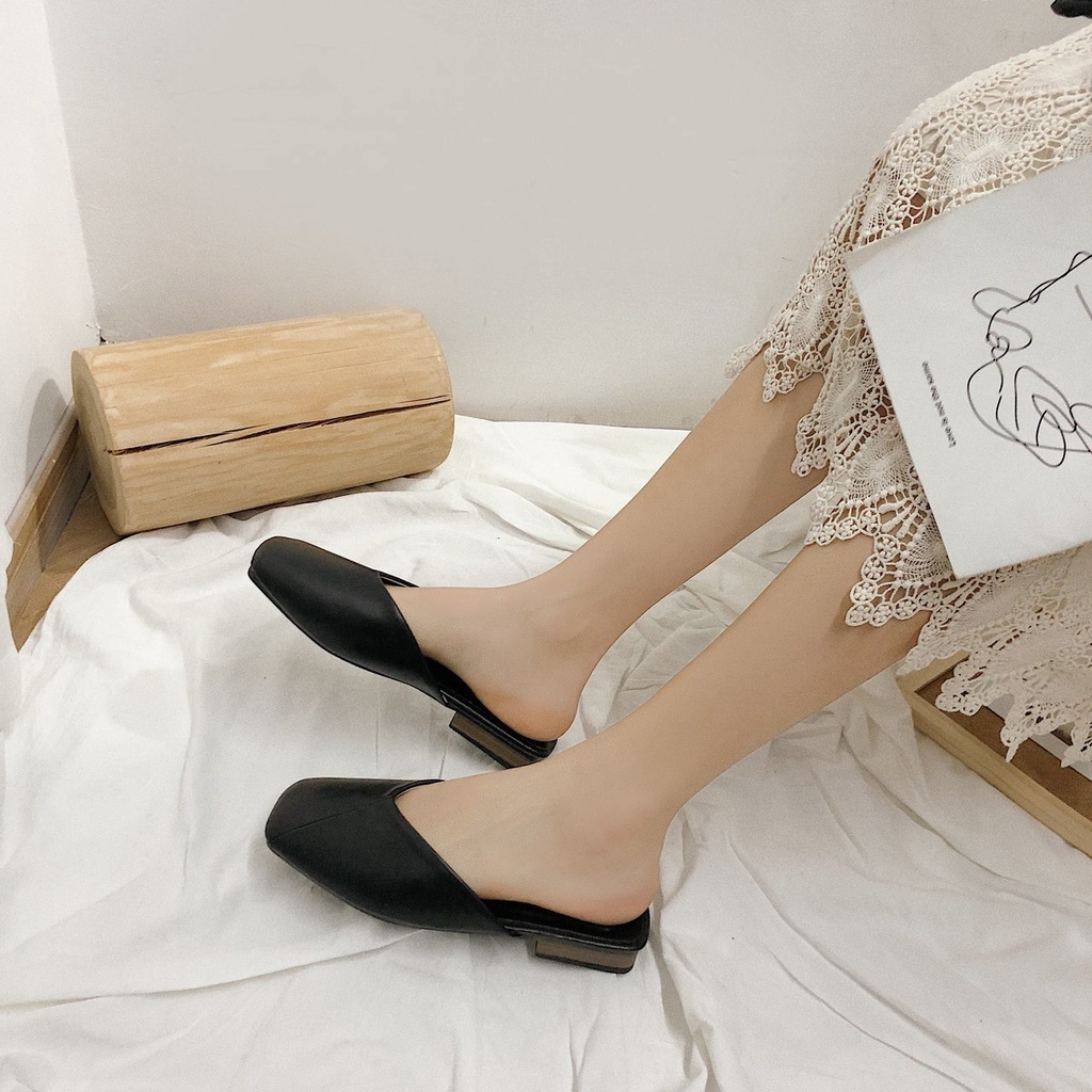 Giày Búp Bê Mũi Vuông Màu Sắc Nhã Nhặn Thanh Lịch Cho Nữ