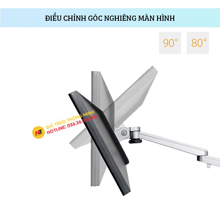 Giá Treo Màn Hình 17 - 32 Inch Kèm Kệ Đỡ Laptop / Macbook / Ipad 10 - 15.6 Inch - Hợp Kim Nhôm Cao Cấp - Model: OA - 7X