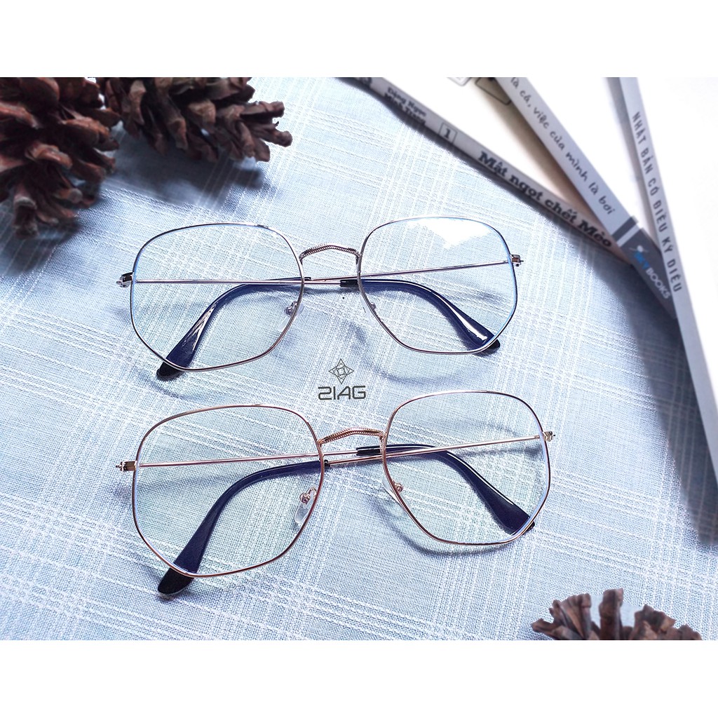 Mắt kính kim loại nam nữ góc cạnh cá tính phong cách Hàn Quốc GK5
