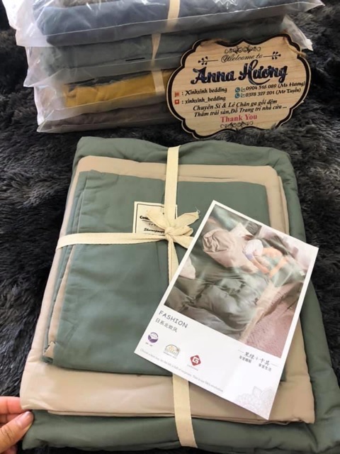 Bộ chăn ga cotton citi tag trắng⭐️ ib chọn màu🌟 | BigBuy360 - bigbuy360.vn