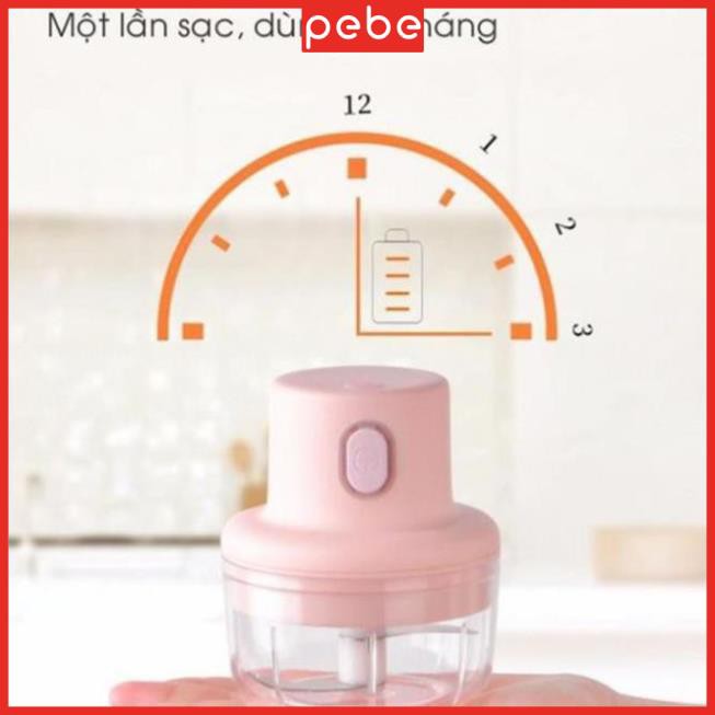 Máy xay mini cầm tay đa năng sạc pin cao cấp xay tỏi ớt, hành, rau củ quả dung tích 250ml