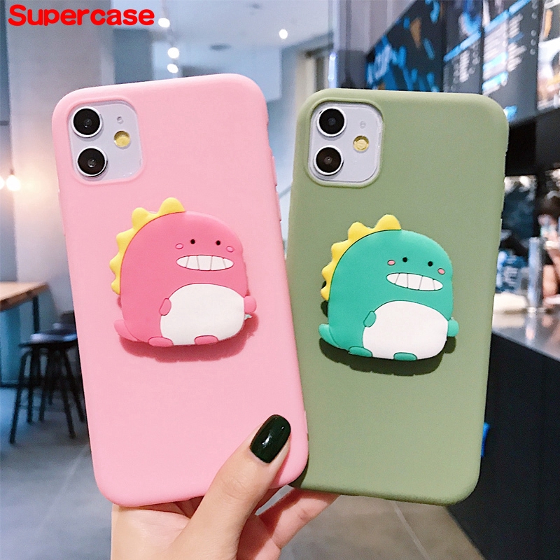 Cute Dinosaur Phone Case For Xiaomi Redmi 4A 4X 6 Pro 5 Plus Note 4 4X Mi 10 Pro A3 A2 Lite mix 3 2s 2 9 8 SE Soft Case With Holder Stand Carton Couple Soft Tpu Cover