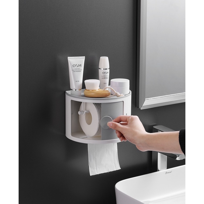 Hộp Đựng Giấy Vệ Sinh Hình Bán Nguyệt Dán Tường( Hộp Giấy suwo )