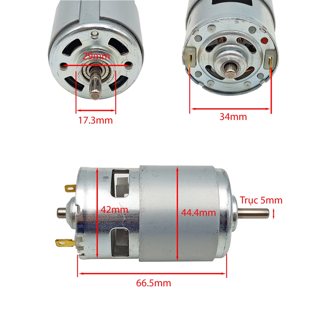 Động cơ 775 12VDC 15000rpm 2 ổ bi tốc độ cực lớn thích hợp làm máy khoan, máy cắt, xe, bơm nước