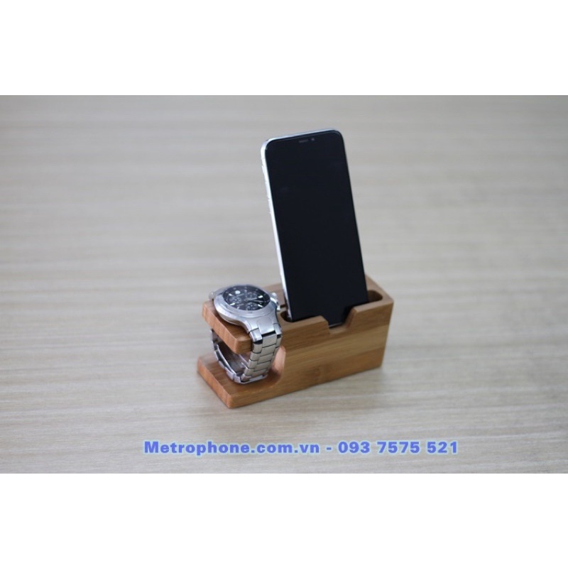 Kệ gỗ để apple watch và điện thoại