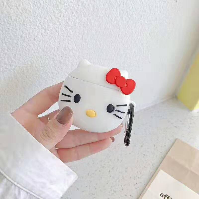 Cute wireless Bluetooth Earphone 3D Silicone Case For Apple AirPods 2 1 Headset Protective Cover Hello Kitty