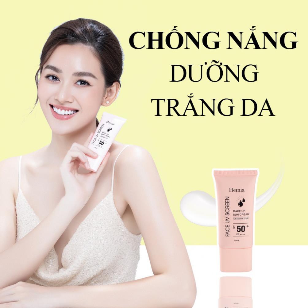 Kem chống nắng Hemia dưỡng trắng make up bảo vệ da chống lão hoá-da dầu, da mụn, da khô, da thường- Hàn quốc