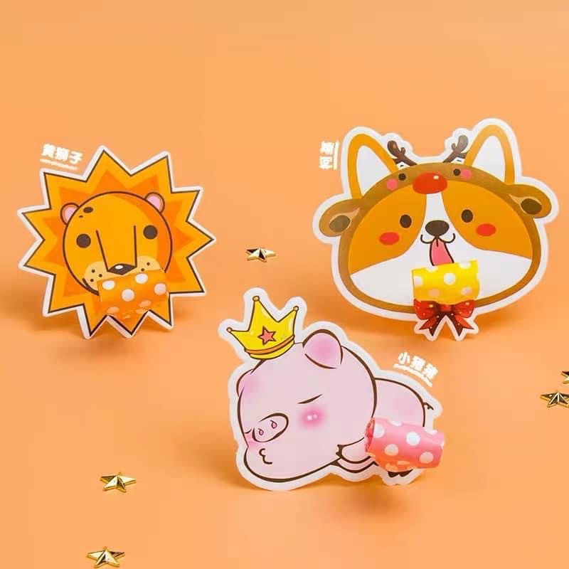 Set 10 kèn giấy có gắn hình ngộ nghĩnh làm phụ kiện sinh nhật cho bé
