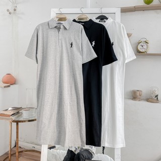 Váy polo dáng suông dài form rộng basic ulzzang - Made by Fiin