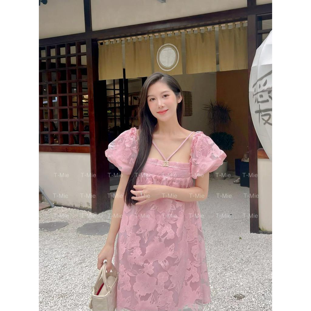 T-Mie | Đầm Bầu Thiết Kế Cổ V Tay Phồng Form Suôn Cao Cấp Siêu Sang Chảnh Công Sở Đi Tiệc Đẹp ,MD4496