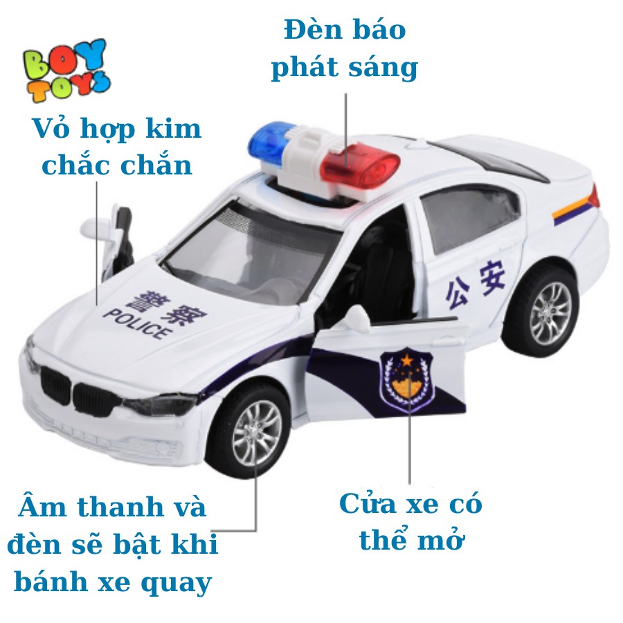 Bộ đồ chơi mô hình xe cảnh sát hợp kim 1:32 có nhạc và đèn cho bé thỏa sức vui chơi
