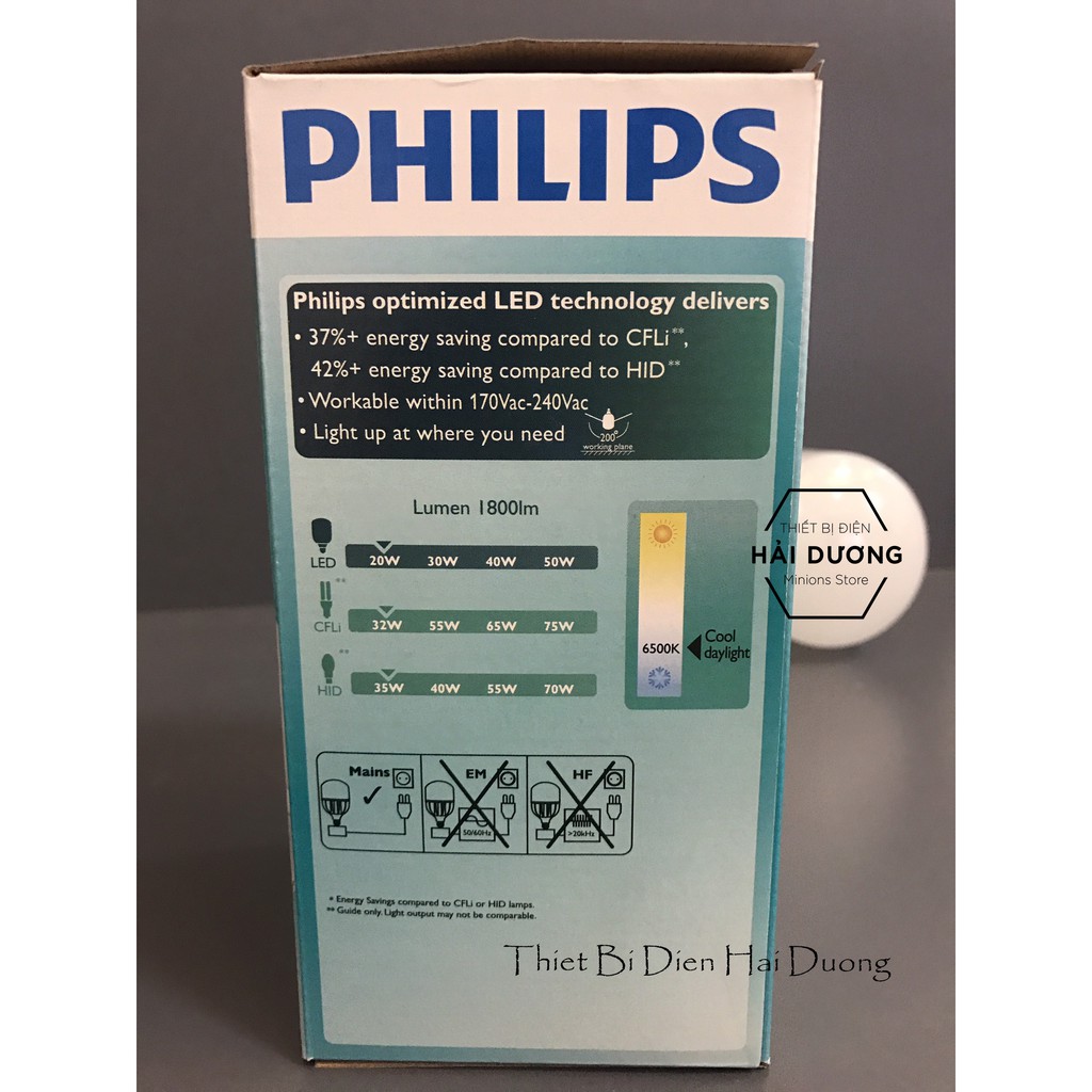 Bóng đèn Philips LED trụ 20W đuôi E27 230V P45 ánh sáng trắng/vàng - Bảo hành 12 tháng