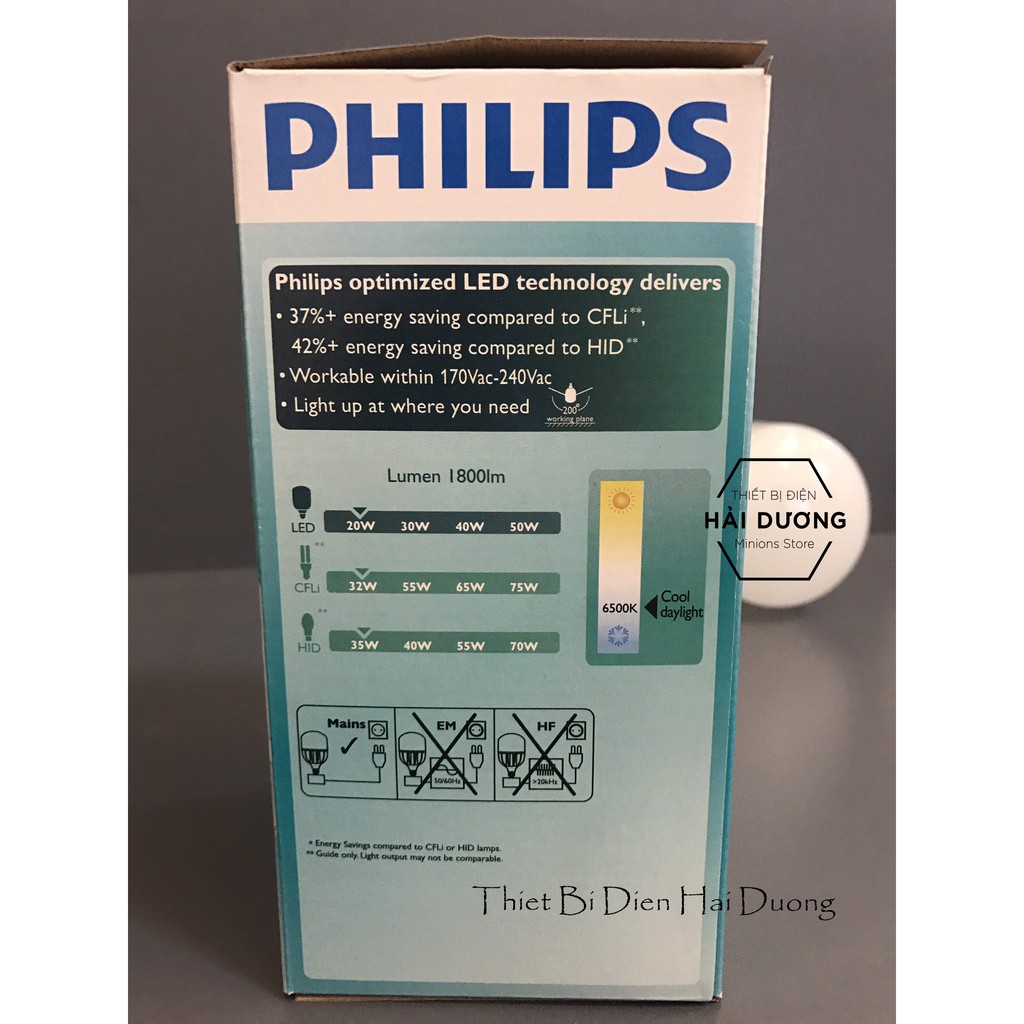 Bóng đèn Philips LED trụ 20W đuôi E27 230V P45 ánh sáng trắng/vàng