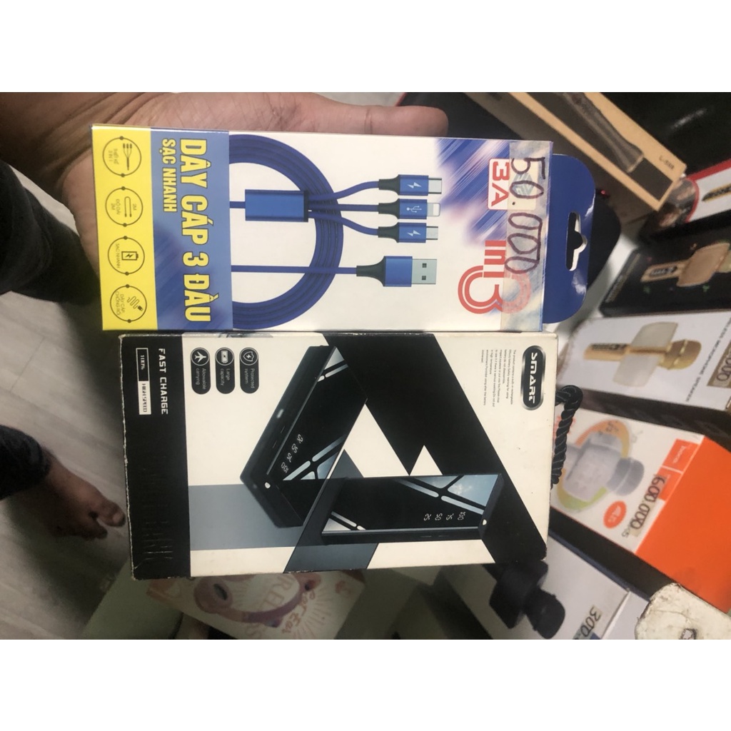 Sạc dự phòng cao cấp 20000MAH  TMT Sạc nhanh QC2.0 3 đầu sạc