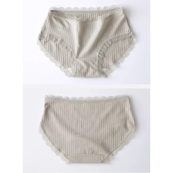 Quần Lót Nữ - Quần Lót Cotton gân tăm kháng khuẩn mềm mại - phối viền ren DAN STORE Mã 1005