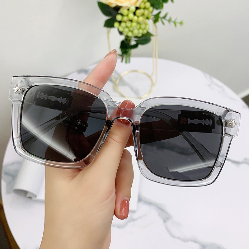 Kính Mát Gọng Kim Loại Vuông Chống Tia UV400 Phong Cách Thời Trang Hàn Quốc