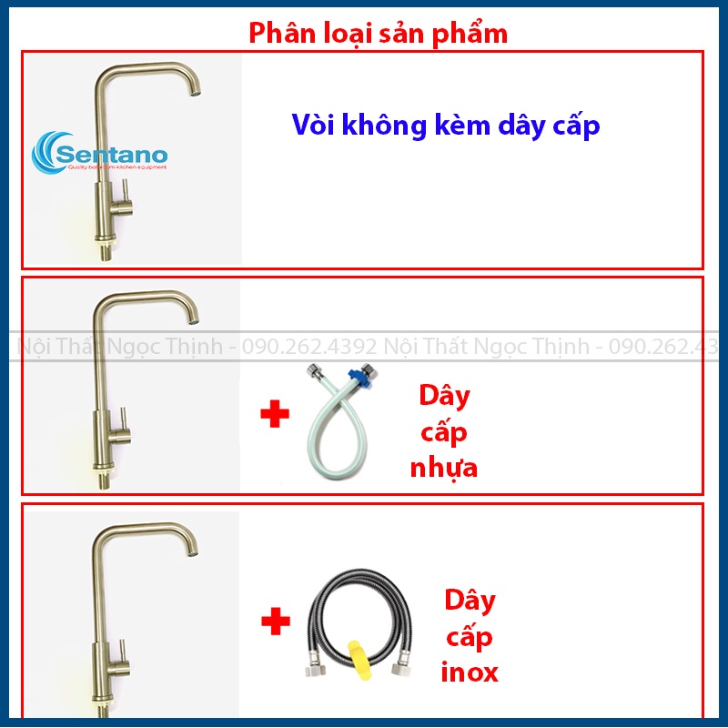 [LOẠI 1 DÒNG PLUS] Vòi rửa chén lạnh inox 304 cao cấp SENTANO STN-502 Plus ống fi24 vuông