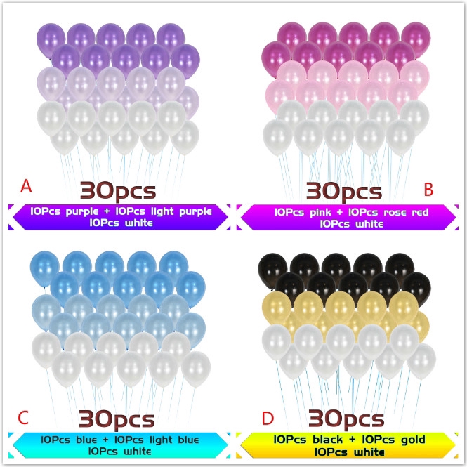 Set 30 bong bóng tròn nhiều màu sắc dùng trang trí tiệc