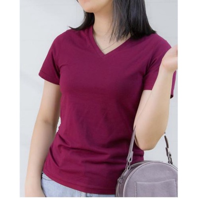 Áo phông nữ cổ tim cotton co giãn 4 chiều màu siêu đẹp