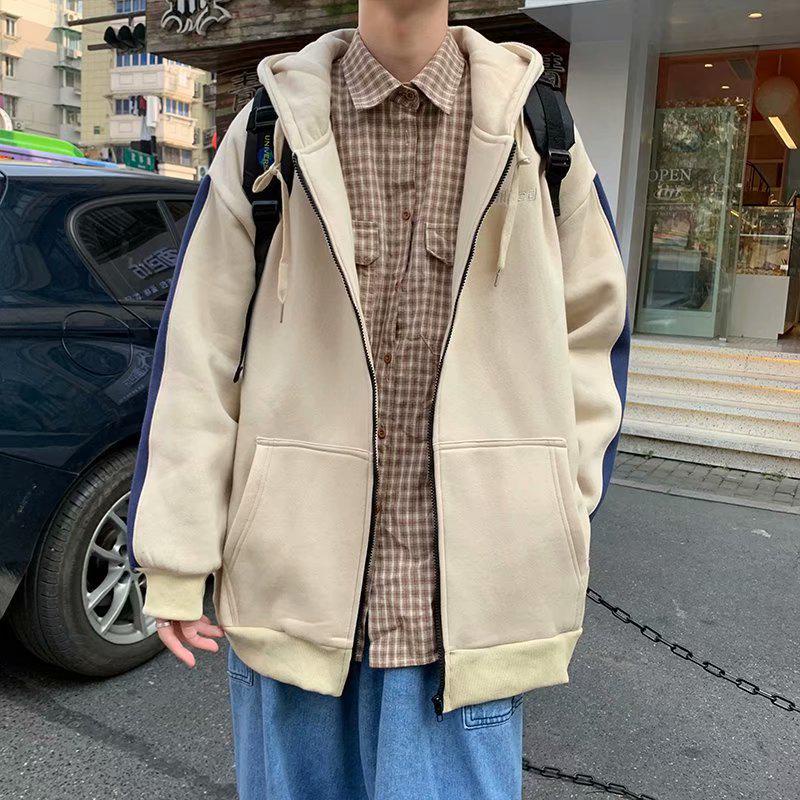 Áo khoác cardigan có mũ dáng rộng phong cách Hàn Quốc cho nam