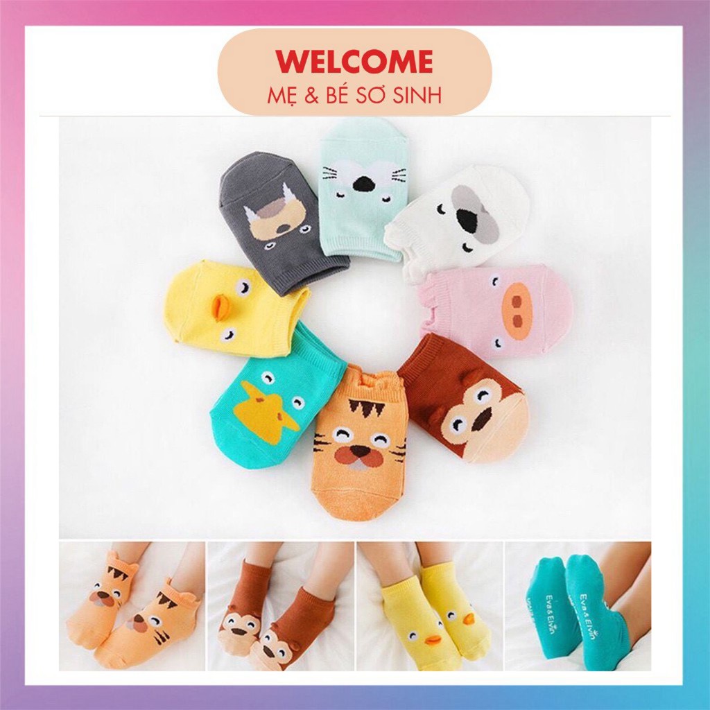 TẤT TRẺ EM ⚡️FREESHIP⚡️ Set 2 Đôi Tất Cổ Ngắn Chống Trượt Cho Bé Phong Cách Hàn
