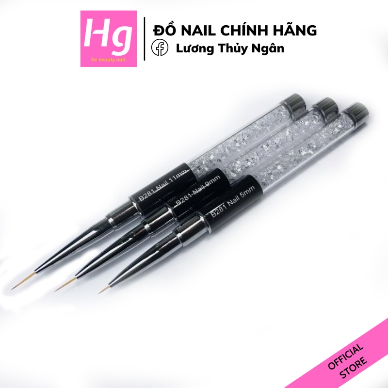 Cọ Nét Nail Cán Đá Vẽ Móng Nét Nhỏ Dài Mảnh 3 Size 5mm, 9mm, 11mm