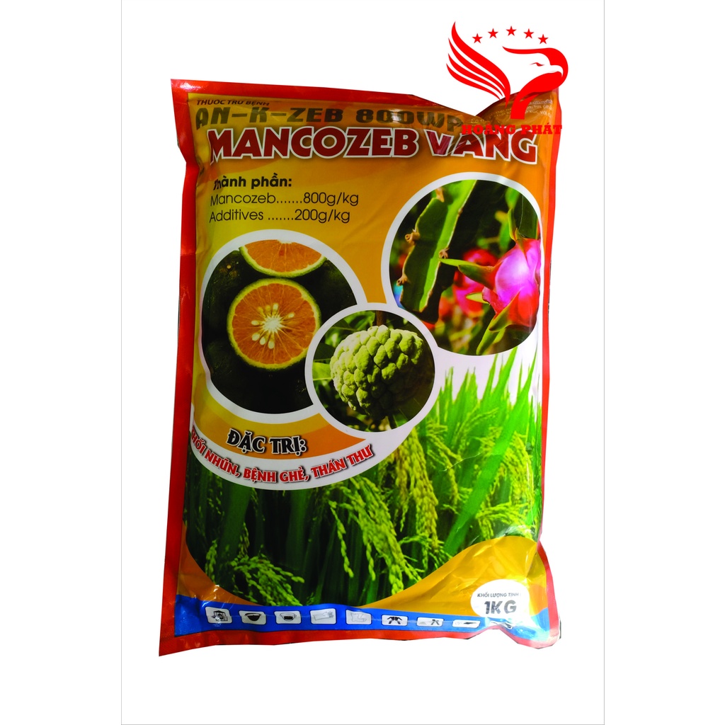 Mancozeb Vàng 1KG - Phòng Trừ Nấm Bệnh Hại Cây Trồng - Sương Mai, vàng Lá, Đốm lá, Thán Thư, Thối Quả