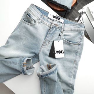 Quần jeans nam , dáng vừa , jeans thun co dãn , quần bò nam màu xanh sáng từ n4mstore