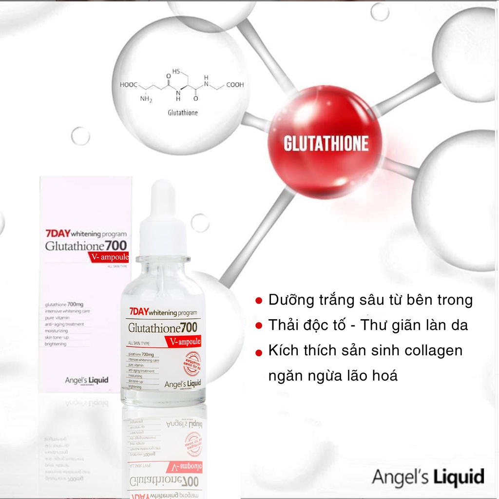 [Mini size] Serum dưỡng trắng làm đều màu da Angel Liquid 7 Day Whitening Program Glutathione 700 V-Ample 5ml