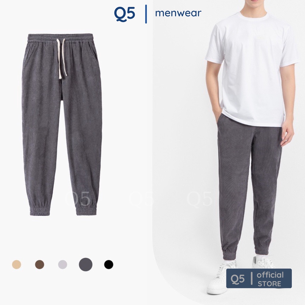 Quần Jogger nam quần dài nhung tăm dày dặn, không xù, phong cách thể thao Q5