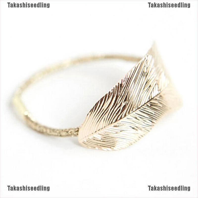 Dây buộc tóc gắn hình chiếc lá bằng kim loại thiết kế độc đáo cho nữ