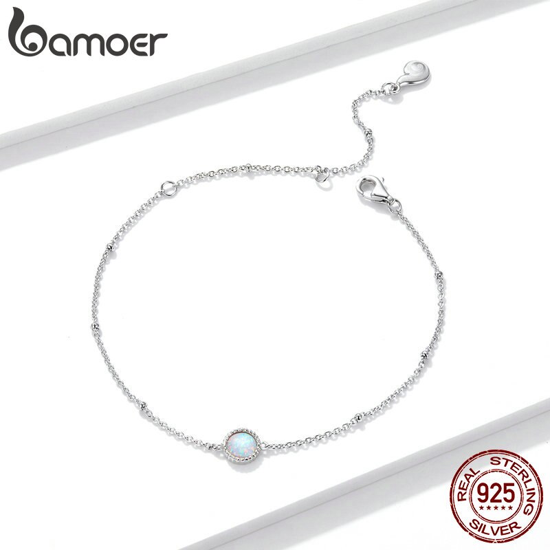 Bamoer Real Silver 925 Bracelet Plated Platinum For Women with Opal Jewellery BSB054