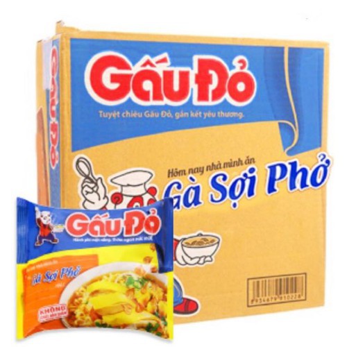 Thùng mì gấu đỏ tôm và gà 30 gói x 63g