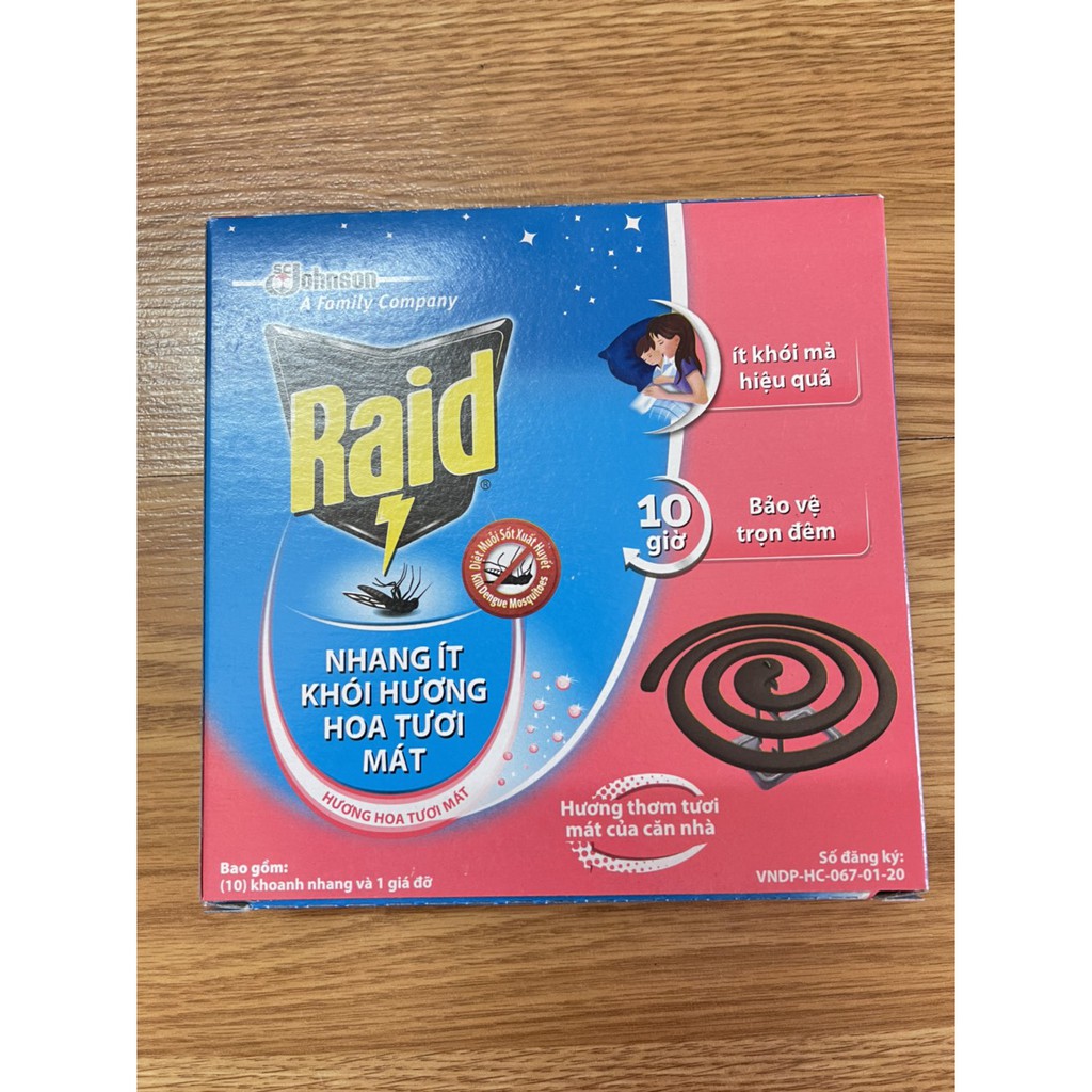 Nhang muỗi Raid hương Lavender (10 khoanh) - Hàng chính hãng DKSH Việt Nam.