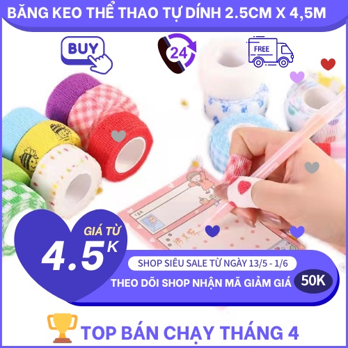 Băng Quấn Tự Dính 2.5cm x 4.5m Quấn Ngón Tay Giảm Đau Khi Viết Bài Liên Tục Siêu Hữu Ích