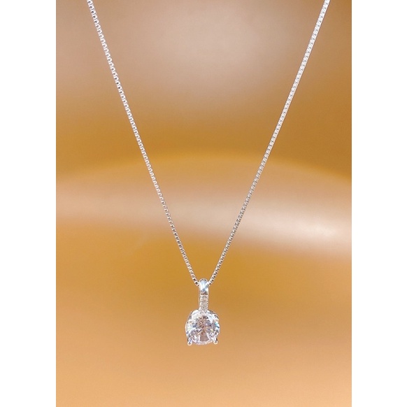 Dây chuyền bạc nữ H.A.S mặt đá vuông 45cm - Vòng cổ bạc thời trang